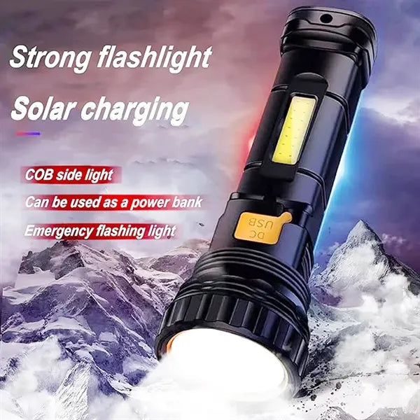 Portable ABS Plastic Solar Rechargeable LED Flashlight