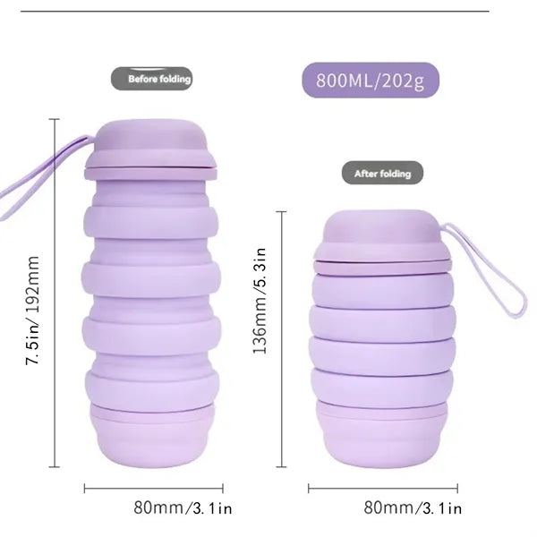 27oz Portable Collapsible Silicone Sports Water Bottle