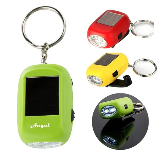 Mini Solar Hand-Crank LED Flashlight for Emergency Use