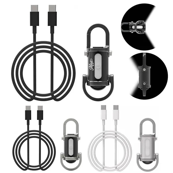 Mini Rechargeable Flashlight Keychain w/ Hook