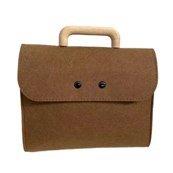 Wooden Handle Felt Handbag Gift Bag Without Waist Seal