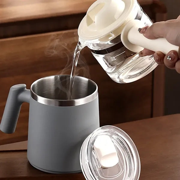17oz. Stainless Steel Coffee Mug with Lid and Handle