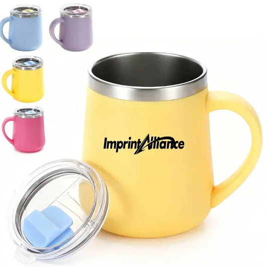 15oz. Stainless Steel Insulated Mug w/ Handle and Clear Lid