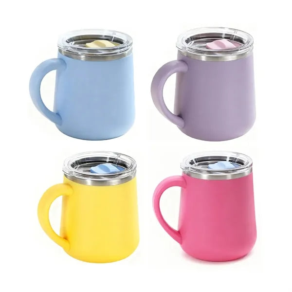 15oz. Stainless Steel Insulated Mug w/ Handle and Clear Lid
