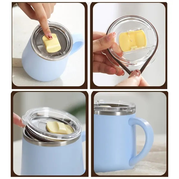 15oz. Stainless Steel Insulated Mug w/ Handle and Clear Lid