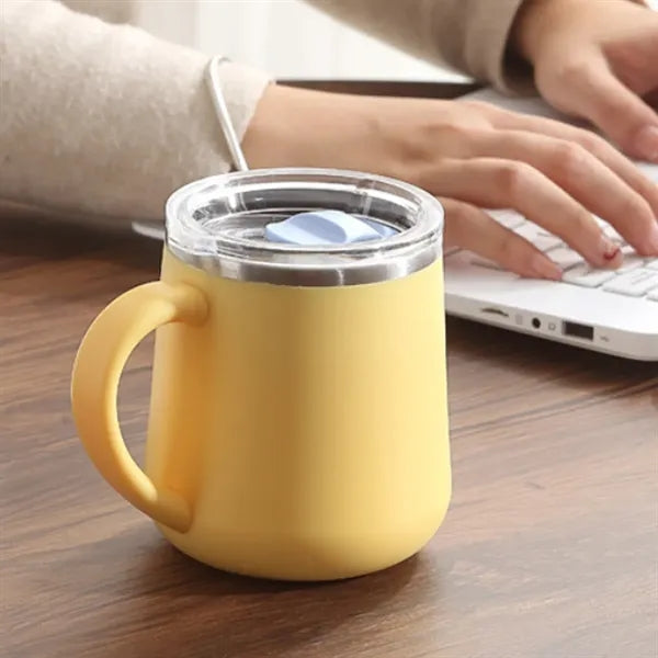 15oz. Stainless Steel Insulated Mug w/ Handle and Clear Lid