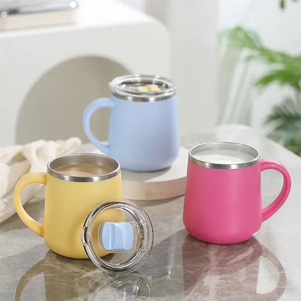 15oz. Stainless Steel Insulated Mug w/ Handle and Clear Lid