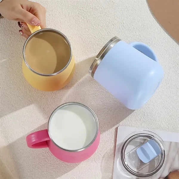 15oz. Stainless Steel Insulated Mug w/ Handle and Clear Lid