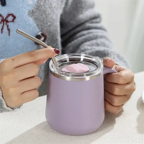 15oz. Stainless Steel Insulated Mug w/ Handle and Clear Lid