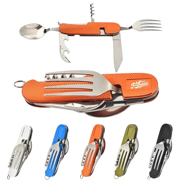 6-in-1 Folding Camping Fork/Spoon/Knife/Opener Utensil