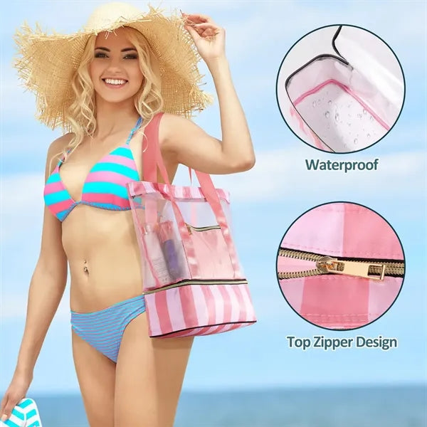 Double-Layer Large Capacity Transparent Waterproof Beach Bag