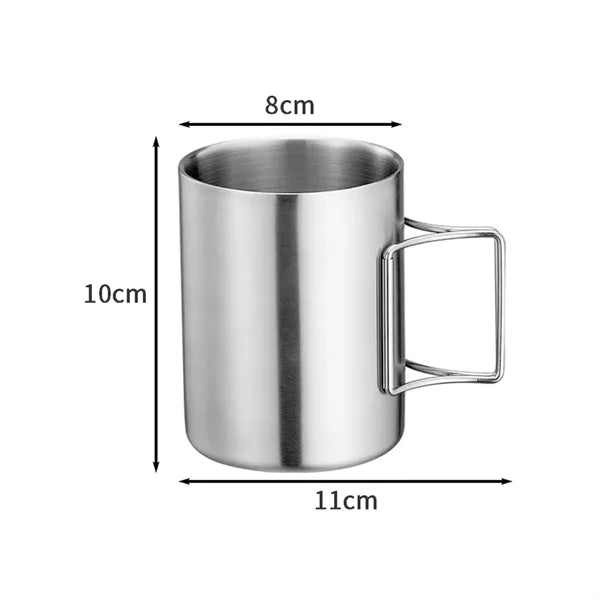 14oz. Stainless Steel Camping Mug with Foldable Handle