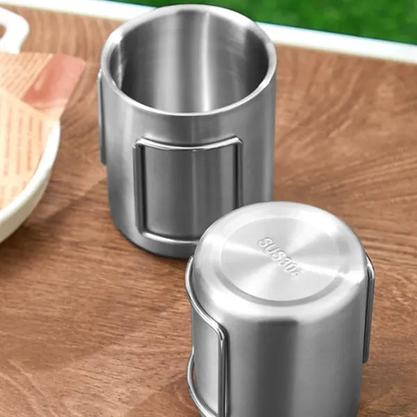 14oz. Stainless Steel Camping Mug with Foldable Handle