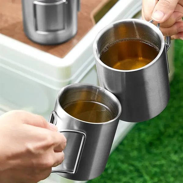 14oz. Stainless Steel Camping Mug with Foldable Handle