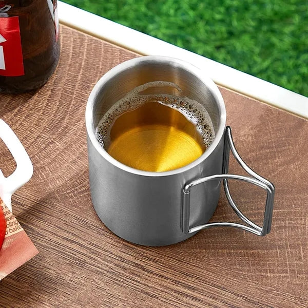 14oz. Stainless Steel Camping Mug with Foldable Handle