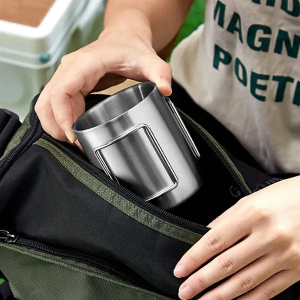 14oz. Stainless Steel Camping Mug with Foldable Handle