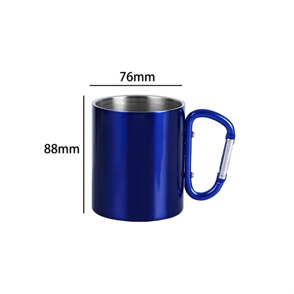 10oz. Double Wall Stainless Steel Carabiner Mug for Camping