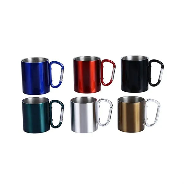10oz. Double Wall Stainless Steel Carabiner Mug for Camping