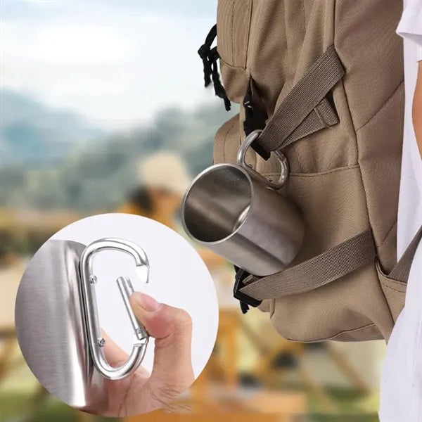 10oz. Double Wall Stainless Steel Carabiner Mug for Camping