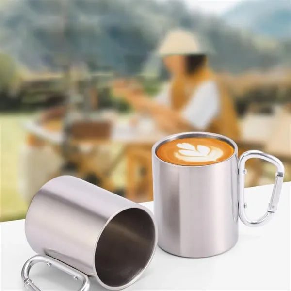 10oz. Double Wall Stainless Steel Carabiner Mug for Camping