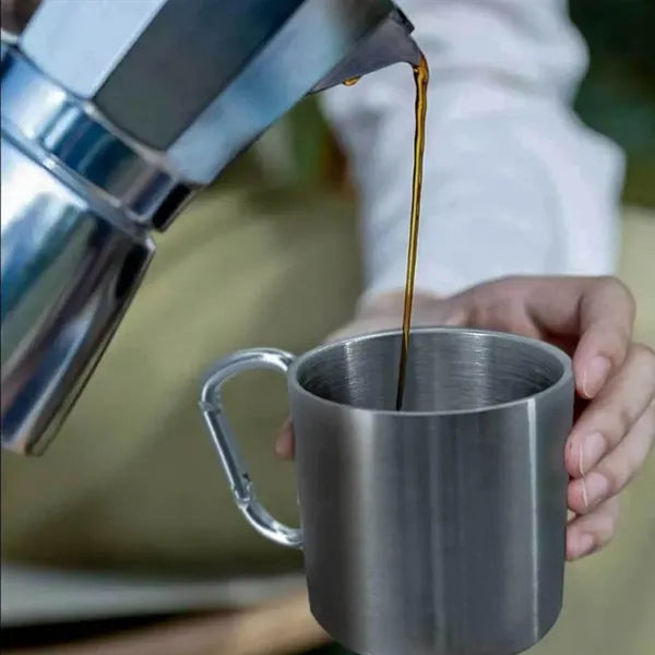 10oz. Double Wall Stainless Steel Carabiner Mug for Camping