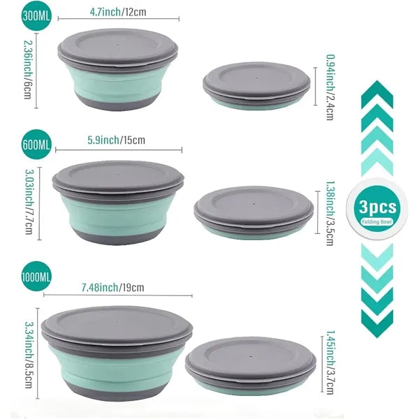 3Pcs Collapsible Camping Bowl Sets