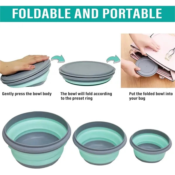 3Pcs Collapsible Camping Bowl Sets