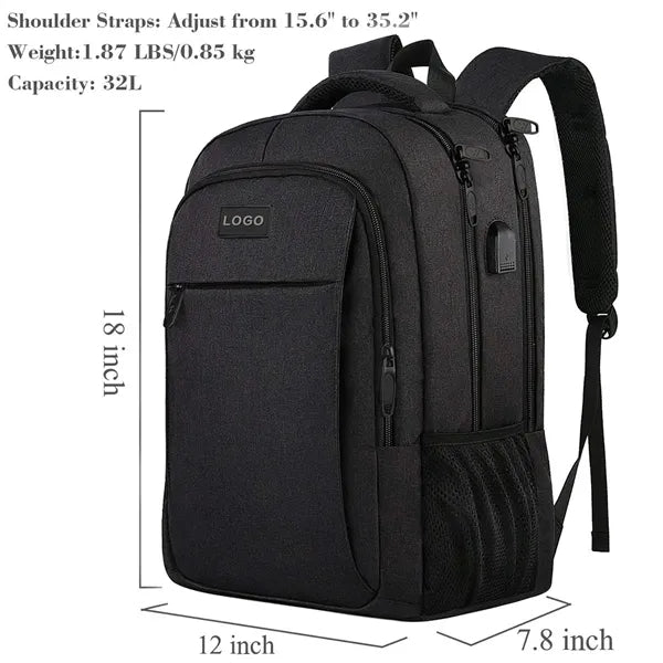 Travel Business Laptop Backpack with USB Charging Port