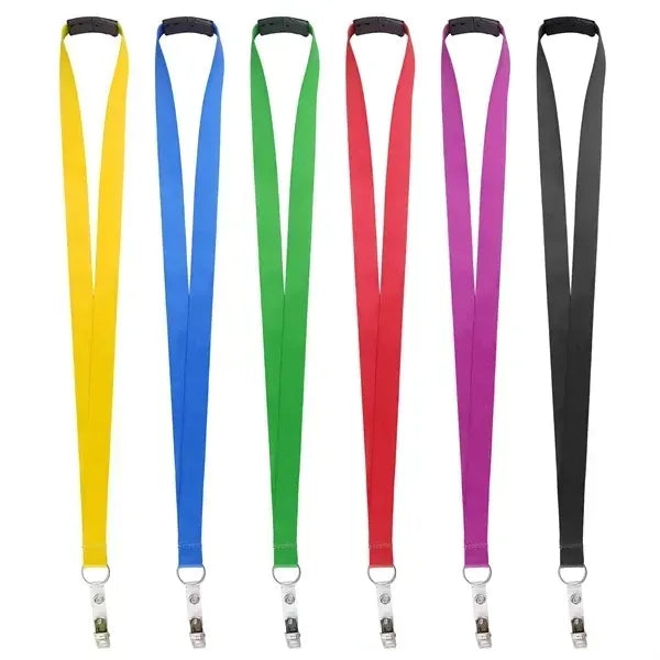 3/4" Polyester Breakaway Lanyard W/ Bulldog Clip & Ring
