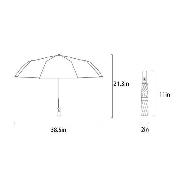 Black Vinyl Umbrella Waterproof Folding Windproof Rain Gear