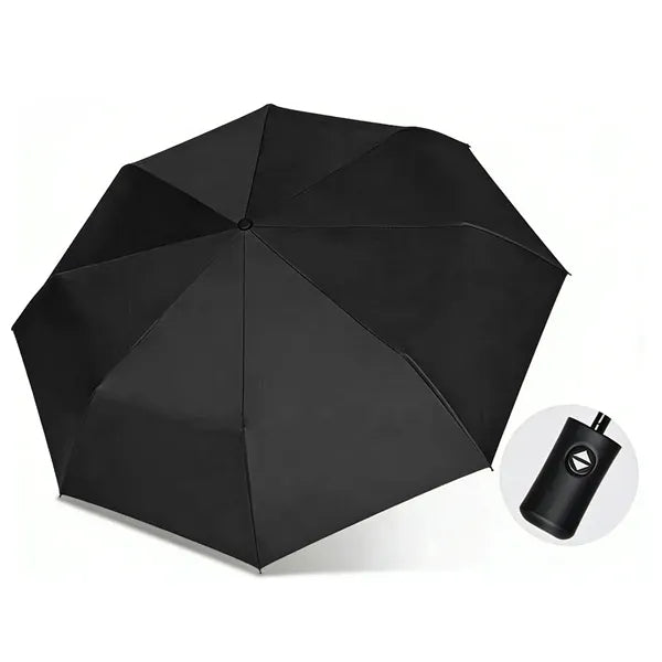 Black Vinyl Umbrella Waterproof Folding Windproof Rain Gear
