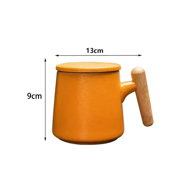11 oz. Ceramic Tea Infuser Mug with Wood-Look Handle