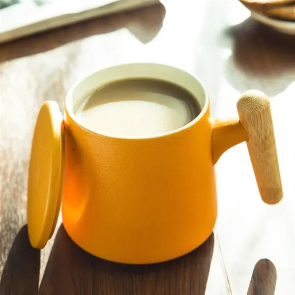 11 oz. Ceramic Tea Infuser Mug with Wood-Look Handle