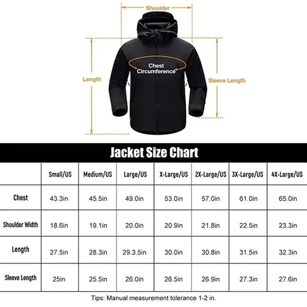 Men's Waterproof Tactical Fleece Jacket for Outdoor Use