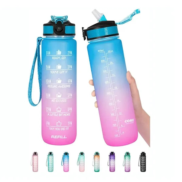 32 oz Motivational Water Bottles with Time Marker