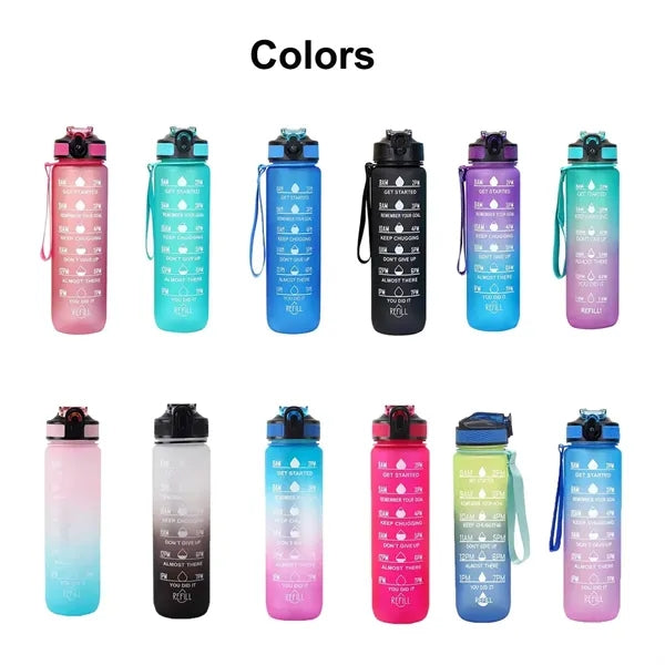 32 oz Motivational Water Bottles with Time Marker