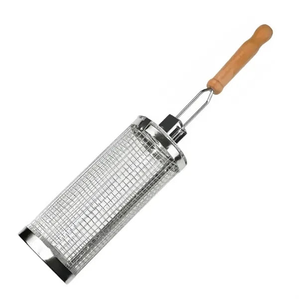 Outdoor Stainless Steel Barbeque Cage w/ Wooden Handle