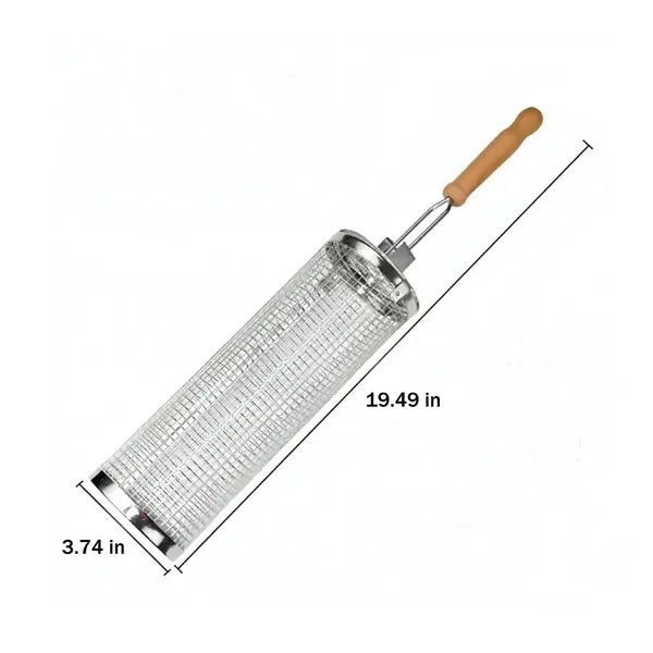 Outdoor Stainless Steel Barbeque Cage w/ Wooden Handle