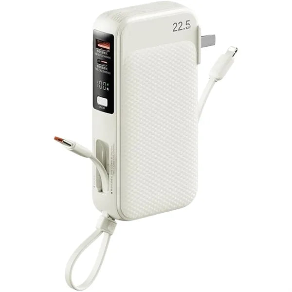 10000mAh Dual Fast Charge Travel Power Bank w/ Cables