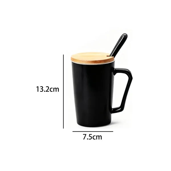 13oz. Ceramic Mug with Bamboo Lid and Spoon