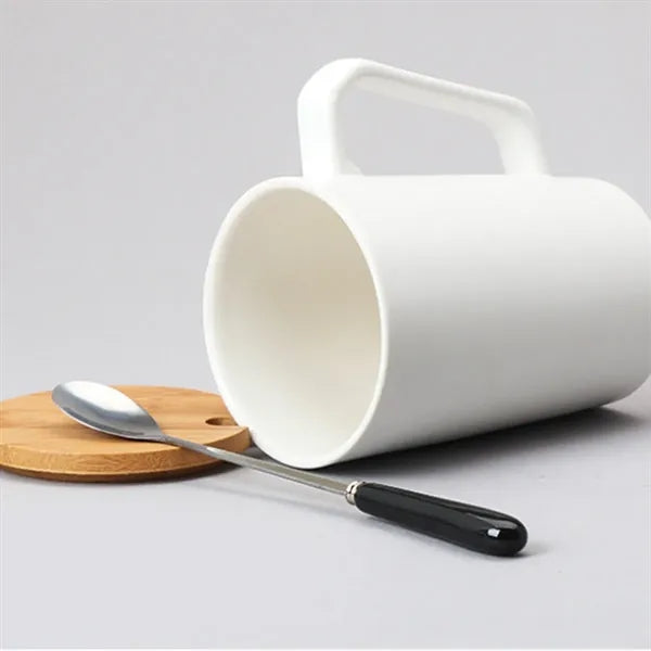 13oz. Ceramic Mug with Bamboo Lid and Spoon