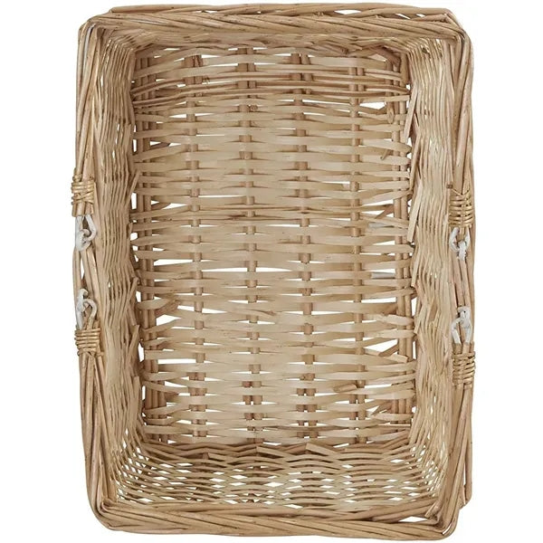 Portable Hand Woven Wicker Picnic Basket w/ Handle