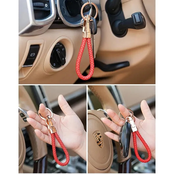 Handmade Braided Microfiber Leather Keychain