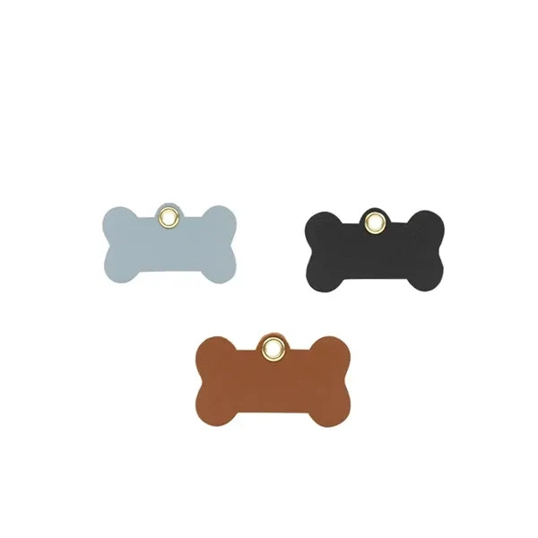 Bone Shaped Faux Leather Pet ID Tag