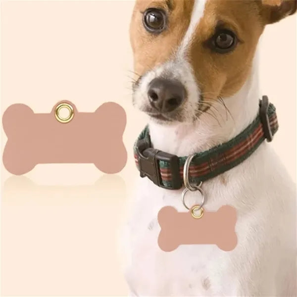 Bone Shaped Faux Leather Pet ID Tag