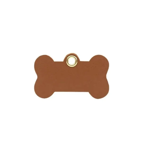 Bone Shaped Faux Leather Pet ID Tag