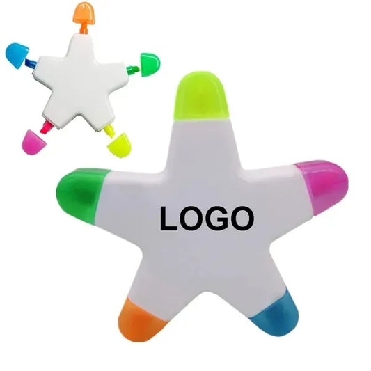 5-In-1 Star Shaped Highlighter Marker Pens with Five Colors