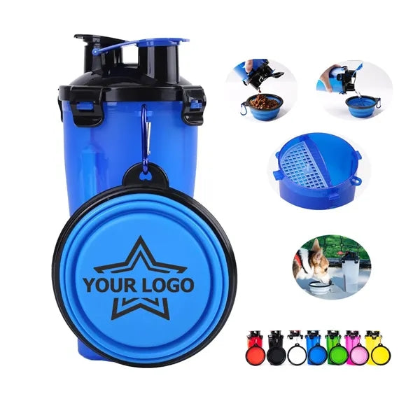 2 In 1 Pet Food Container With Collapse Bowls