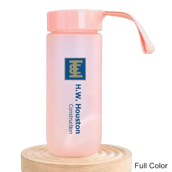 18.5 oz Frosted Clear Plastic Water Bottle with Carry Strap