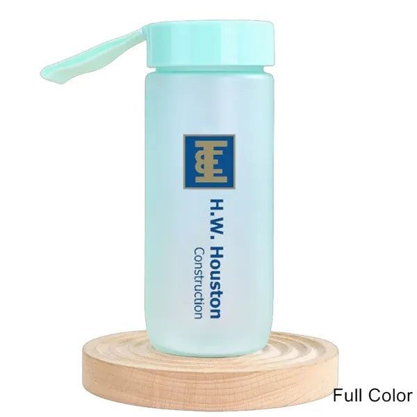 18.5 oz Frosted Clear Plastic Water Bottle with Carry Strap